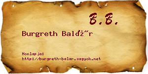 Burgreth Balár névjegykártya